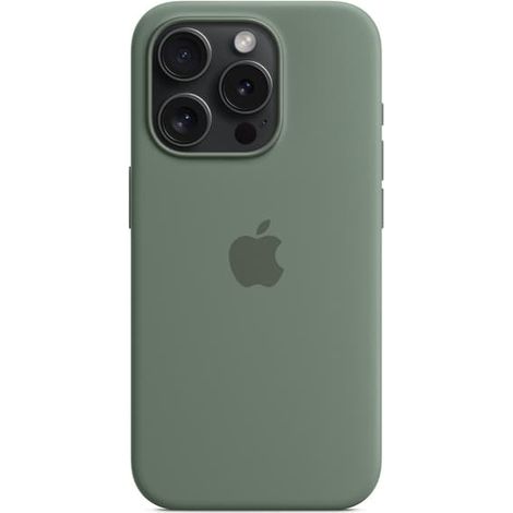 Étui magnétique en silicone pour iPhone 15 Pro Max, compatible MagSafe, vert.