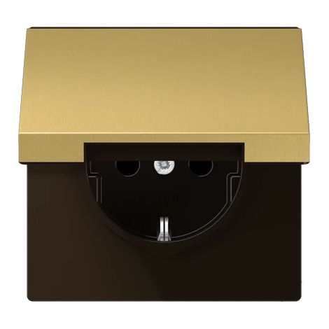Jung Presa SCHUKO®, 16 A 250 V , coperchio a cerniera, serie LS, ottone classic ME 1520 KL C