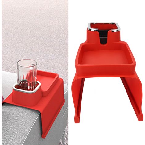 Porte-gobelet en silicone pour accoudoir de canapé, porte-gobelet pour canapé, porte-gobelet multifonctionnel et créatif pour boissons et café, support pour canapé, rouge. (1/5)