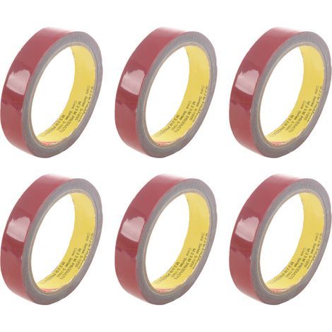 Convient pour 6 rouleaux de ruban adhésif double face en mousse ultra-résistant, ultra-durable, convient aux automobiles, rouge, 20 mm x 3 m. (1/4)