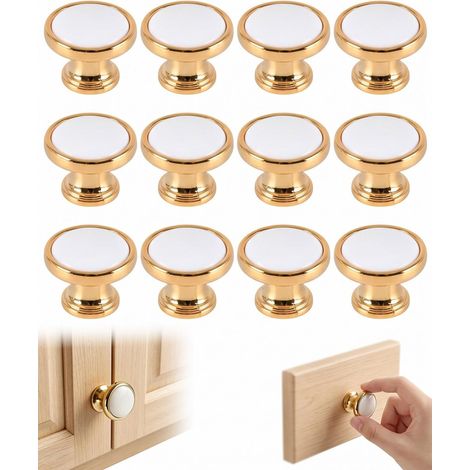 Boutons de Meubles Dorés, 12 Pièces Pommeaux de Tiroirs Monotrou en Métal avec Vis, Design Moderne, Solution Pratique pour Rénover Armoires (1/5)