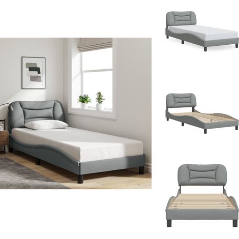 Cadre de lit sans matelas gris clair 90x200 cm tissu - Lit Plateforme - Lit Double - Cadre De Lit - Literie - Meuble De Chambre (1/5)