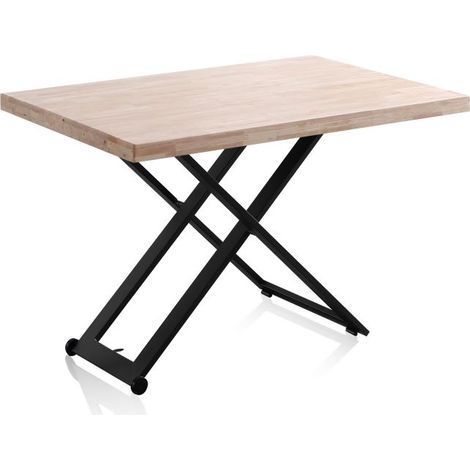 Mesa de centro elevable Lada Negro - Roble 80cm (ancho) x 76cm (alto) (1/5)