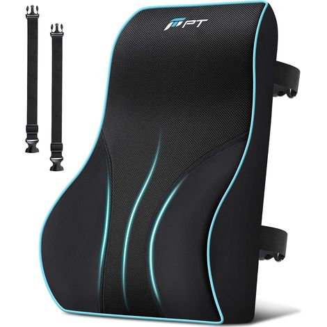 Memory Foam Lumbar Support Cushion - Adjustable Back Support for Office Chair, Car Seat and Bed with Double Non-Slip Straps (1/5)