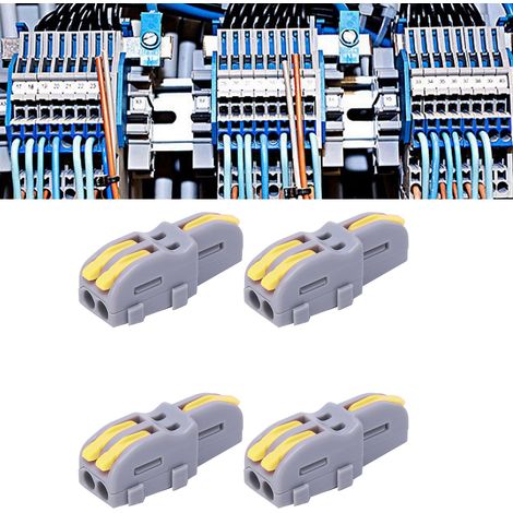 Lot de 20 borniers à connexion rapide de type T, connecteurs répartiteurs à bouton-poussoir, connecteurs parallèles, une entrée, deux sorties, SPL-F12A, jaune (1/5)