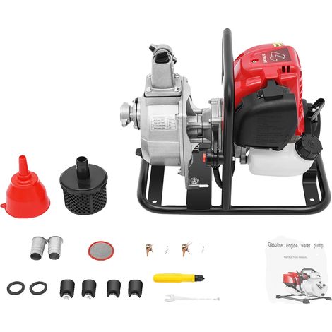 Pompe à eau, moteur 4 temps, démarrage par traction, Rouge (1/2)