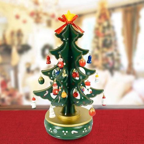 TrAdE Shop Traesio - Carillon Natalizio Albero Di Natale Legno Con Addobbi 29cm Decorazioni Natalizie - (1/3)