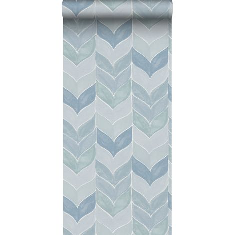 papier peint motif graphique bleu  - Sanders & Sanders