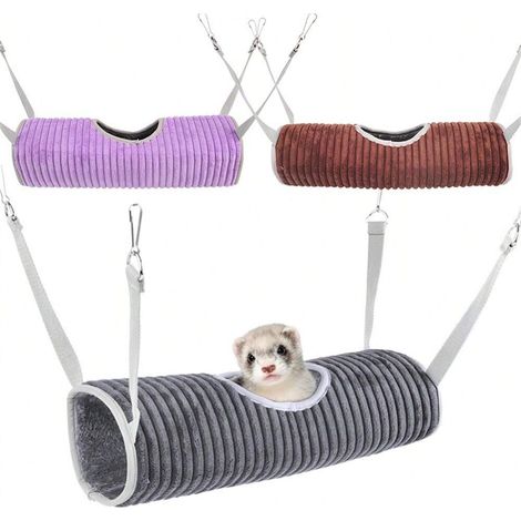 Hamac pour cage de hamster, tunnel de cachette pour furet, tube de jeu pour rats et petits animaux, balançoire, lit suspendus, nid, cachette, jouet pour petits animaux Gris (1/5)