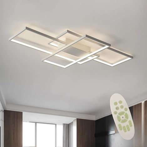 COMELY Plafonnier LED blanc moderne - Dimmable avec télécommande - Éclairage décoratif créatif de forme rectangulaire pour le lustre de la chambre à coucher et du salon [Classe énergétique D]. (1/5)