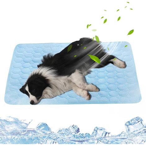 Tapis Fraicheur Chien, Tapis Refroidissant pour Chien, Bleu foncé, L (1/5)