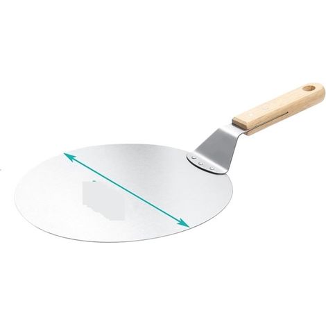 Pelle à pizza, pelle à pizza, outils de pâtisserie, accessoires pelle à pizza ronde en acier inoxydable antiadhésif spatule à pizza avec poignée en bois(10inch) (1/4)