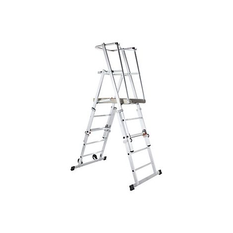 Escalera telescópica de plataforma  de aluminio  5 peldaños sin
