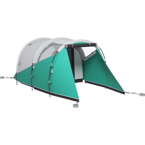 Tente de camping en tunnel étanche 3 places avec sac de transport, 460 x 260 x 190 cm, verte