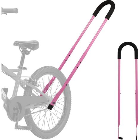 Barre de poussée d'entraînement et d'équilibre de sécurité pour vélo pour enfants (Rose-1) (1/5)