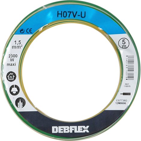 DEBFLEX - BOBINOT HO7V-U 1.5 MM² 5M JAUNE/VERT - 110315