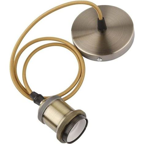 Attacco E27 - Lampada a sospensione in stile antico - Lampada a sospensione retro vintage - Cavo intrecciato - Bronzo