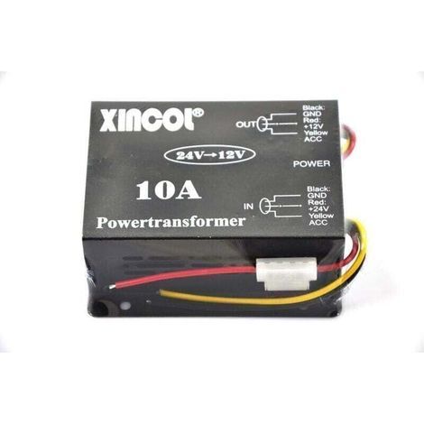 Reducteur De Tension DC/DC 24V à 12V 10A transformateur Convertisseur de tension 24 V DC à 12 V DC Portable Alimentation modulaire étanche Régulateur de Volt pour Auto Moto véhicule automobile (1/5)