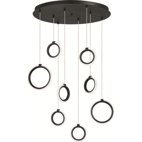 Lampada a sospensione 60 cm in metallo verniciato 8 Luci NERO a Led PINTA (1/3)