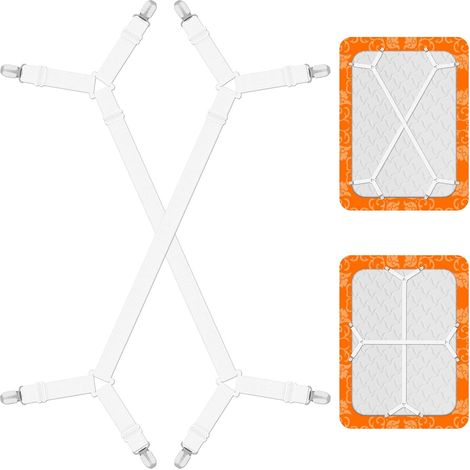 2 pezzi di supporto per lenzuolo con angoli, supporto per lenzuolo con angoli, elastico per lenzuolo con angoli con clip in metallo, cinghie elastiche triangolari regolabili (1/5)