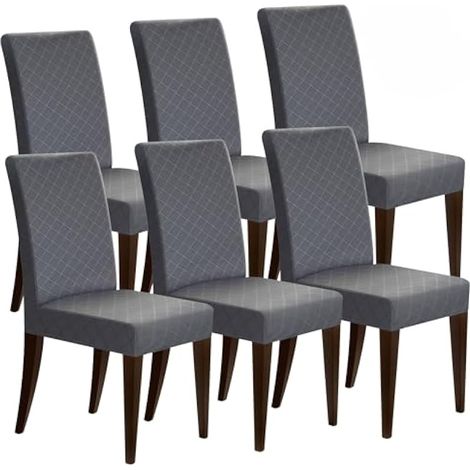 Lot de 6 Housse de Chaise Salle à Manger, Extensibles Amovibles  Housse chaise élastique, Protège contre taches/usure, Pour maison, cuisine, htel, resto, banquet, mariage (1/5)