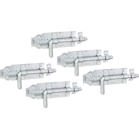 Lot de 5 loquets à boulon avec poignée ronde et boucle fixée Galvanisé à chaud Plaque 180 x 70 mm Boulon 16 mm Longueur totale 230 mm (1/2)