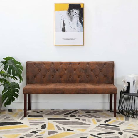 vidaXL Panca 148,5 cm Marrone in Similpelle Scamosciata (1/5)