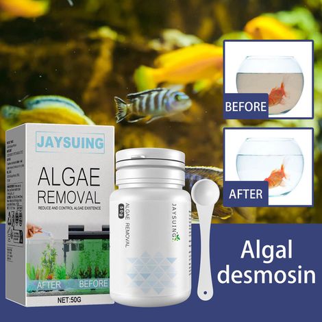 Anti-algues, agent anti-algues pour aquariums, élimination de l'eau verte -- Marque J qjqw021 - Comprimés anti-algues 50 g + cuillère (boîte) (1/5)