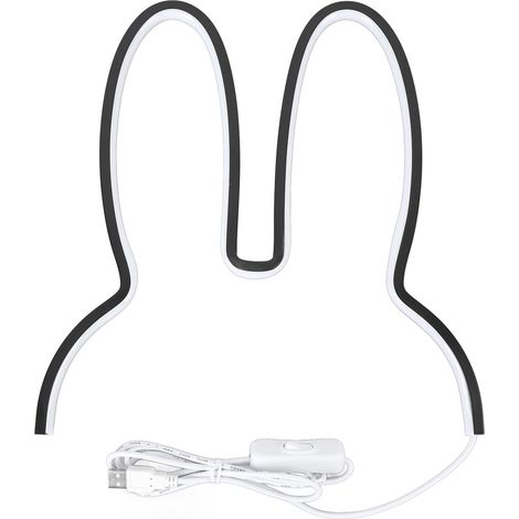 Enseignes au néon oreilles de lapin, lumière chaude, décoration murale, LED de lapin, fonctionne par USB, pour fête au Bar en famille (1/5)