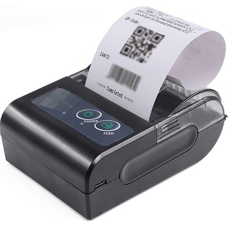 Imprimante thermique portable 58mm sans fil, mini imprimante à étiquettes et reçus, connexion USB Bluetooth, prise en charge ESC/POS, compatible Windows Android iOS, pour supermarché, boutique et rest (1/4)
