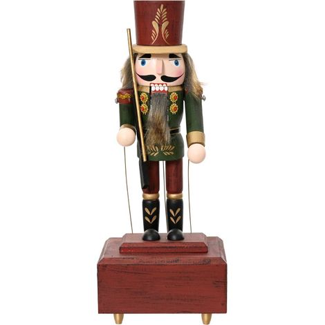 Soldatino schiaccianoci "Carillon" natalizio con vestito rosso e verde per decorazioni natalizie (1/3)