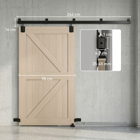 Schwerlast Schiebetür-Hardware-Set 244 cm Schwarz für Einzeltüren (1/5)