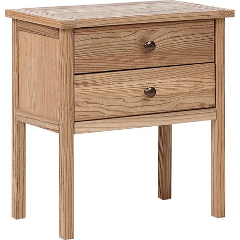 2 Drawer Bedside Table SALTON Sassafras Wood Brown