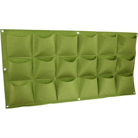 Macetero vertical de pared, bolsas de cultivo para plantas, 18 bolsillos verticales colgantes para jardín exterior, bolsas de cultivo para plantas