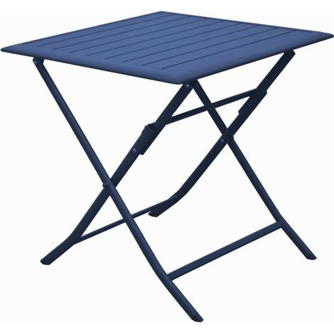 PROLOISIRS Table de jardin carrée Lorita - bleu 70 x 71 x 70 cm (1/2)