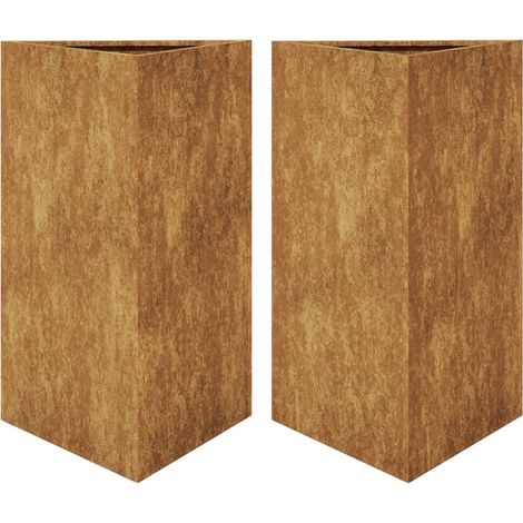 Vaso per fioriera aiuola rialzata piante fiori giardino terrazzi set da 2 triangolari 50 x 43 x 75 cm acciaio corten marrone 020039107