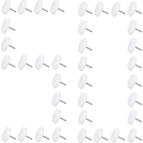 50pcs Patin Glisseurs pour Meuble Tampon Pied Teflon a Clouer avec Vis Patin Chaise 20mm Quincaillerie du Meuble pour Protege Pied a Clouer de Meuble et Plancher - 5mm d\'épaisseurs (20mm) (1/5)