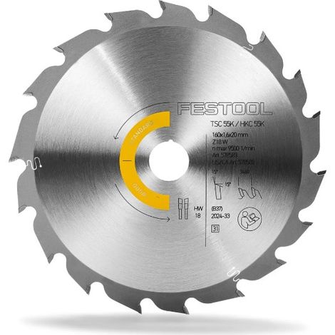 FESTOOL HW 160x1.6x20 W 18T (578583) Plunge saw blade 160mm x 20mm x 18T