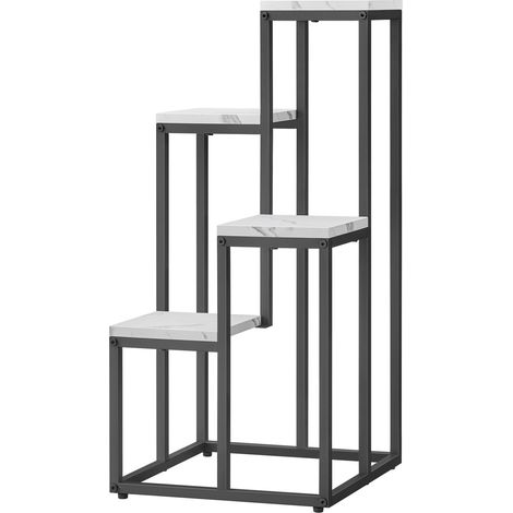 Valora Soporte para Flores de 4 Estantes Mármol Blanco Pies Negros (1/5)