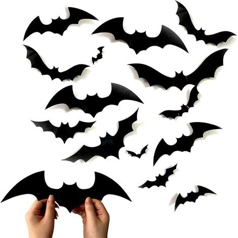 Lot de 120 aimants Halloween, chauves-souris magnétiques pour porte de garage, aimants noirs décoratifs pour frigo, voiture, maison, décoration intérieure et extérieure de fête. (1/4)