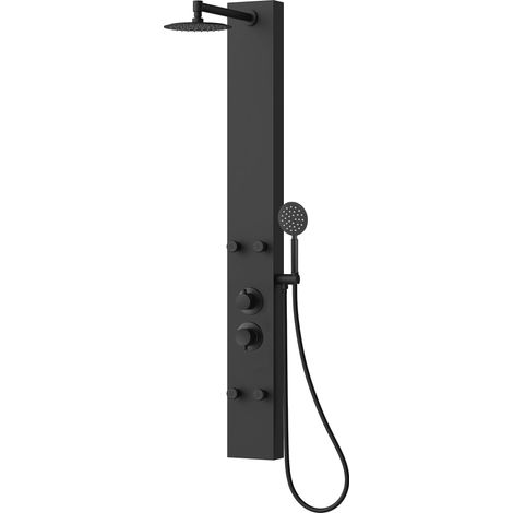 Badplaats Colonna Doccia Caldera 140 x 20 cm - Nero - Set Doccia in Alluminio con Miscelatore e Soffione (1/4)