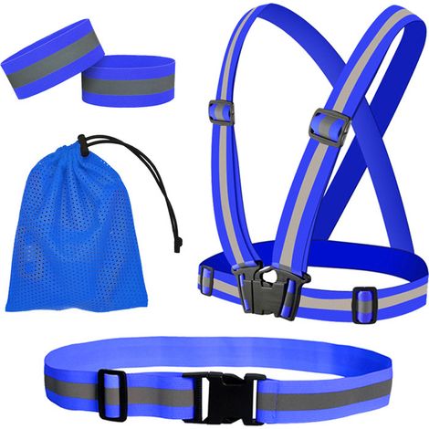 Gilet réfléchissant, ceinture réfléchissante lumineuse avec 2 brassards réfléchissants, ajustable, haute visibilité, ultraléger et confortable pour la course, la marche et le vélo. (1/5)