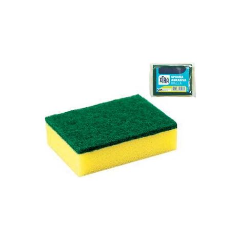 SPUGNA ABRASIVA DOPPIA GIALLA CON FIBRA VERDE- - cm.12,5x9,5x4h. - 25 pezzi XTRA