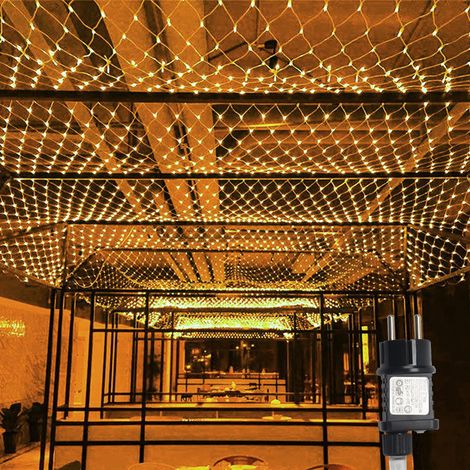 Jiubiaz 3x2 m 200 LED Lichternetz 8 Modi Wasserdicht Lichterkette IP44 für Innen & Außen Weihnachten Hochzeit Party Garten Balkon Deko, Warmweiß (1/5)