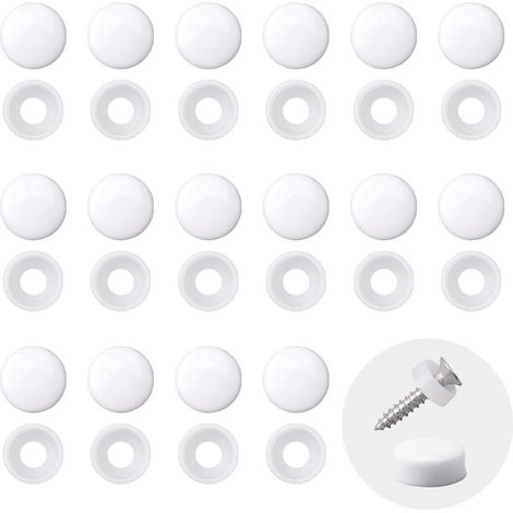 100 cache-vis en plastique, couvercle de vis en plastique, couvercle de vis Plastidome (blanc) (1/5)