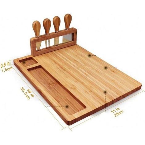 Planche À Fromage - Bois Massif - 35,5 x 27,9 cm - Pour Service Fromage Et Charcuterie - 1 Pièce (1/5)