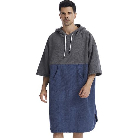 Serviettes de bain à séchage rapide Robe à langer de piscine Poncho à séchage rapide Surf Plongée Serviette à capuche Cape de plage coupe-vent et chaude Convient aux hommes et aux femmes (1/5)