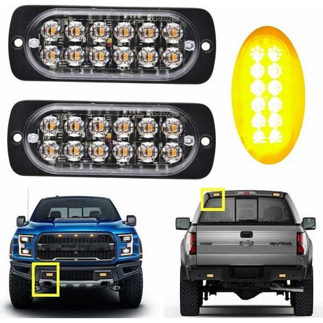 Feu stop stroboscopique de voiture à 6 LED - Barre lumineuse de véhicule 12V-24V - Gyrophare clignotant de sécurité pour voitures, véhicules utilitaires, bateaux, remorques, caravanes (1/4)