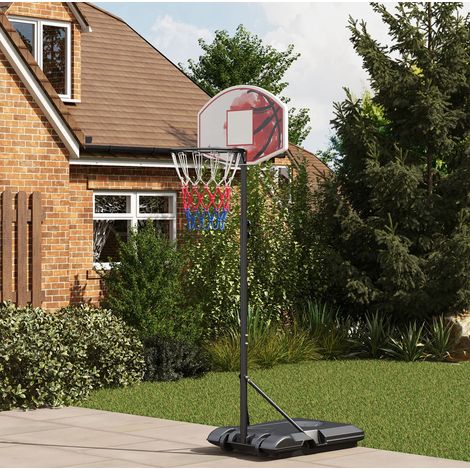 Canasta de baloncesto con soporte ajustable 216-246 cm, con ruedas, acero, negro (1/5)