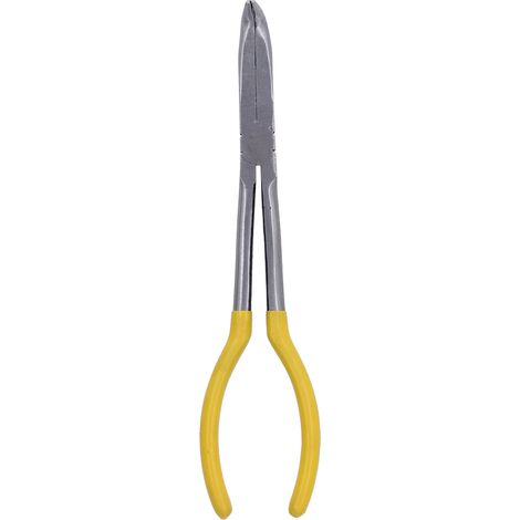 Pince à long bec coudée 90° en acier 45, 28 cm, coupe-câble et fil électrique, outil de réparation à long reach. (1/5)